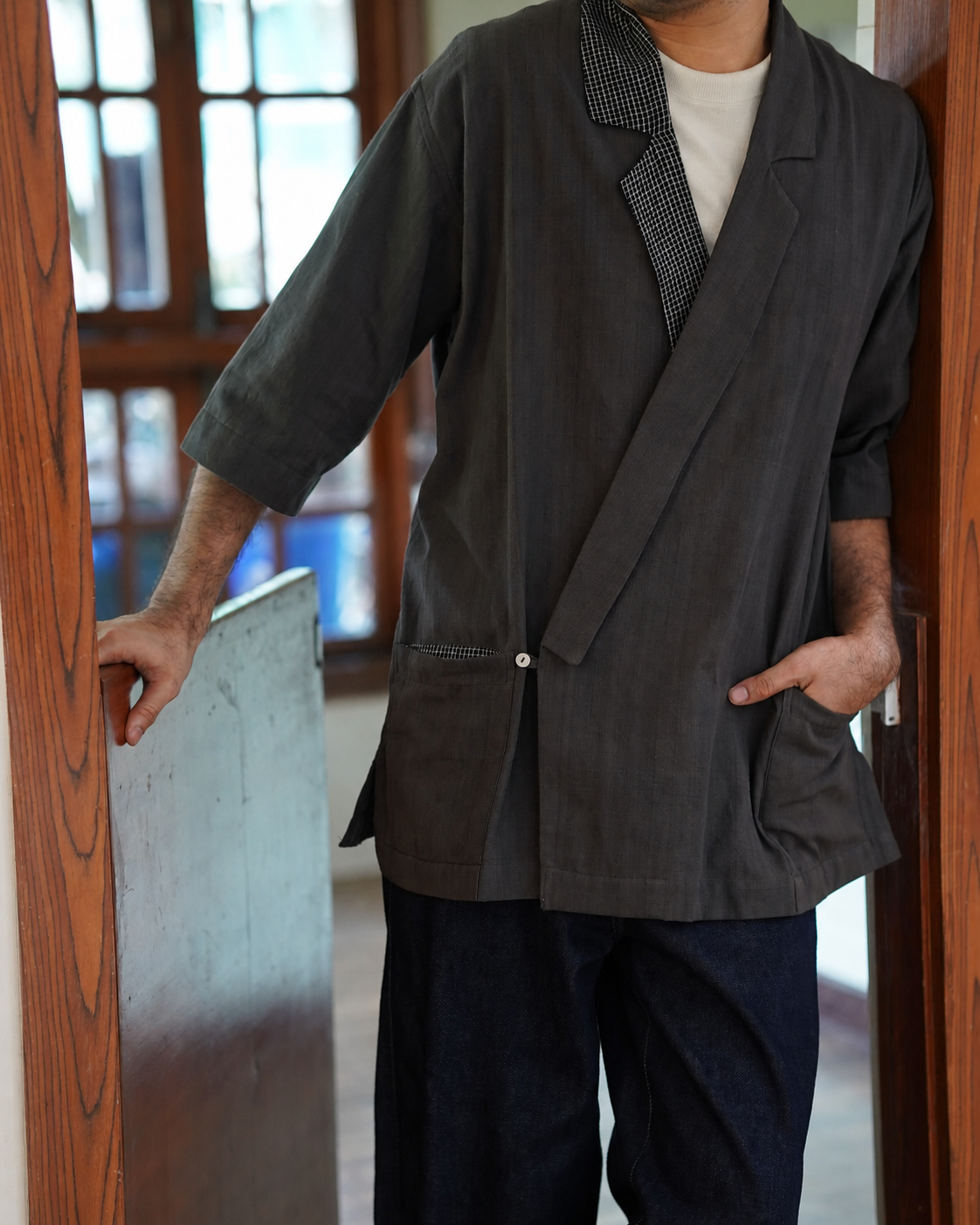 मलनाड White & Black Jacket
