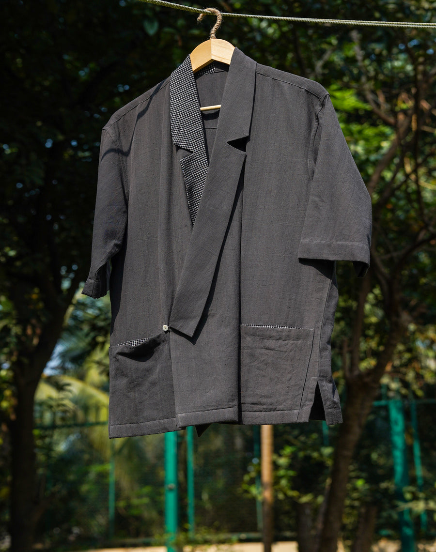 मलनाड White & Black Jacket Set